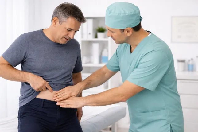 Surgical Examination of a Patient With Suspected Irreducible Hernia