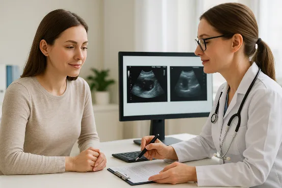 Гінеколог пояснює пацієнтці результати обстеження